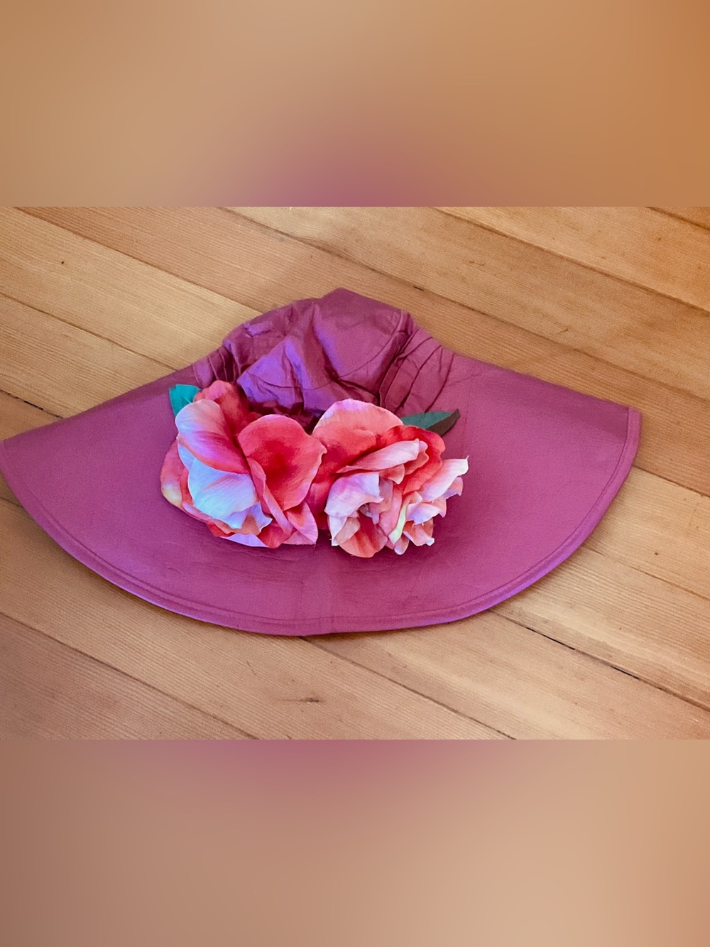 Pink Floral Wide-Brim Women’s Hat